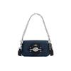Brie Shoulder Bag 22 Simple Logo Turn Buckle Closure Flap Purlin Calfskin Hand Shoulder Bag Small Women's Blue