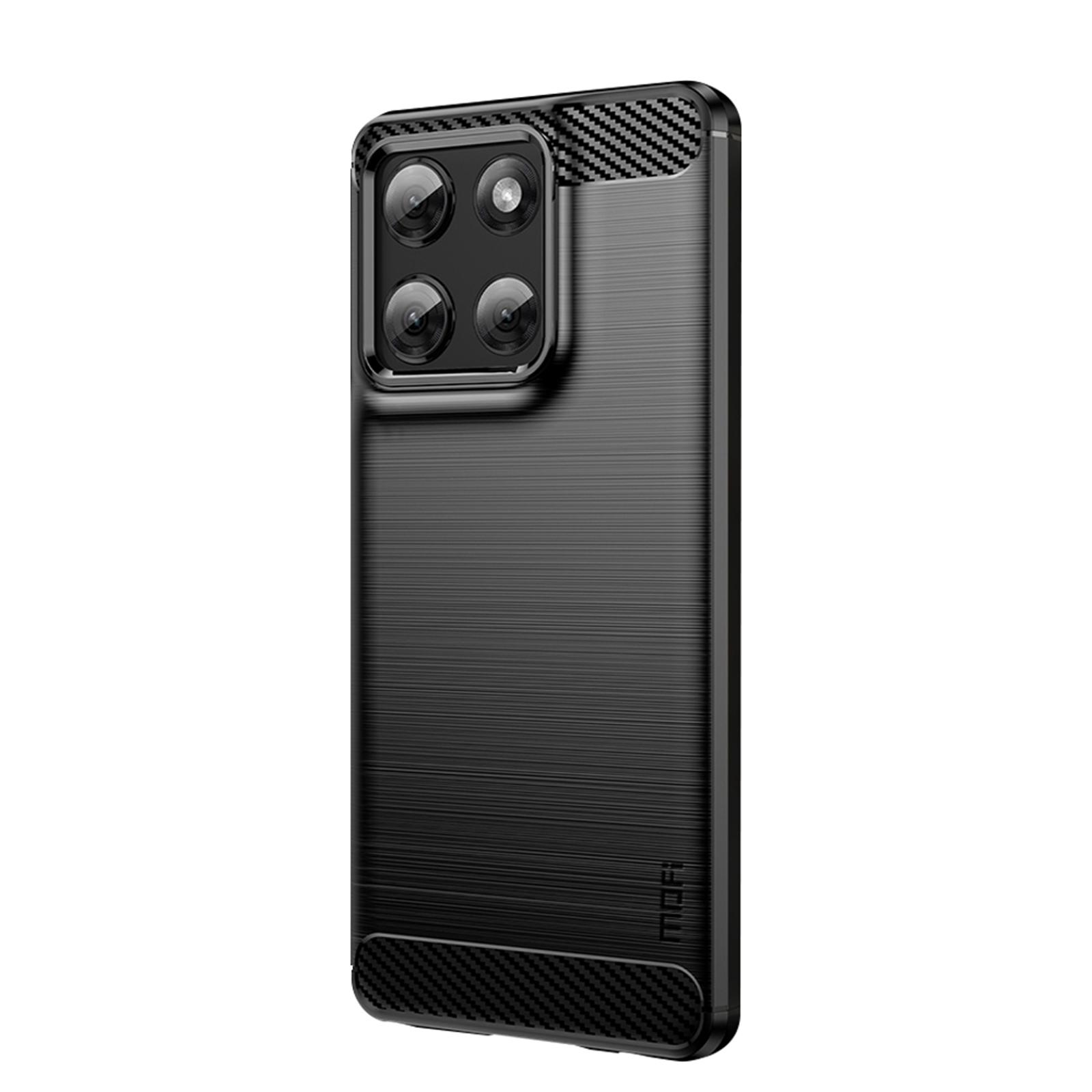 

Для Motorola Moto G Stylus 5G (2025) Задняя крышка MOFI с текстурой шлифованного карбонового волокна, мягкий ТПУ чехол Black