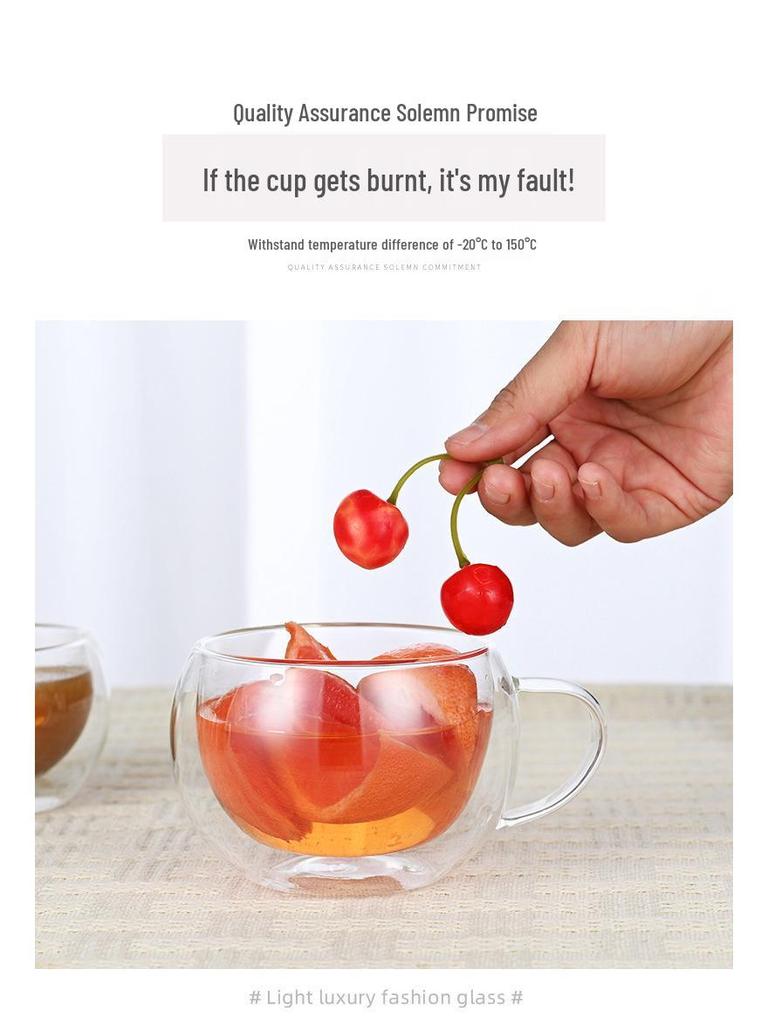 Stylish Double-Layer Glass Milk & Tea Cup - High Borosilicate