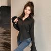 Spicy Girl Women's Slim Fit White Shirt - Chic, Waist-Cinching, Long Sleeve Cardigan for Spring and Autumn.
