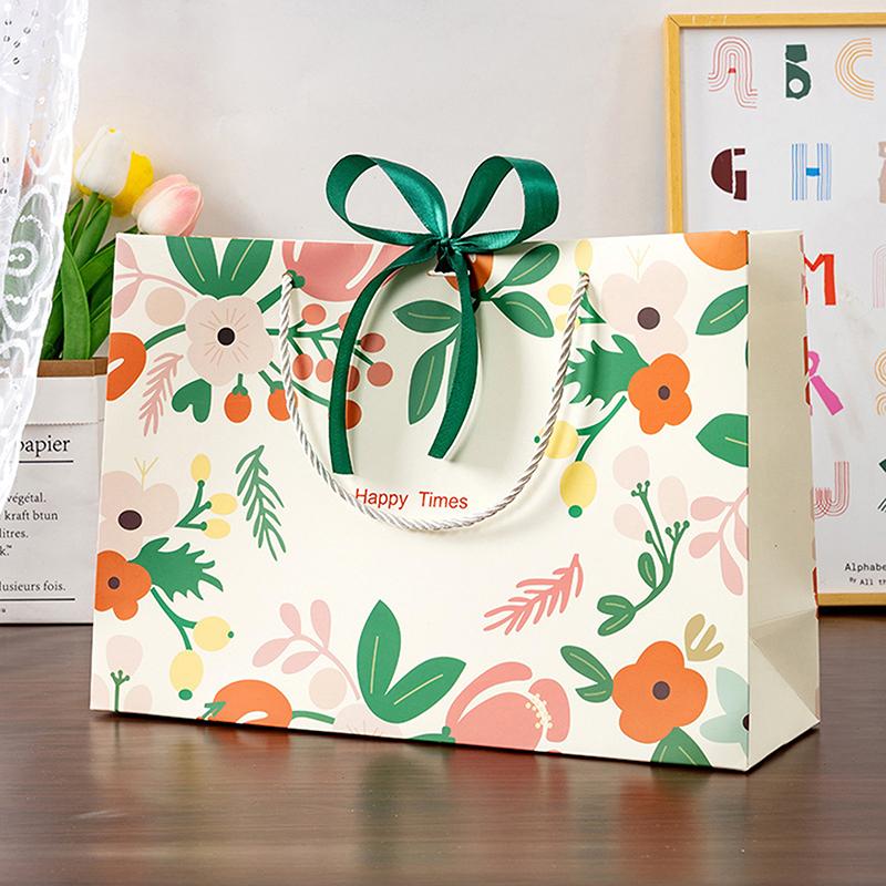 1Pcsgift Bags Mother'S Day Gift Wrapping Bagscartoon Tote Bags Birthday Paper Bags Bow Gift Packaging Bag