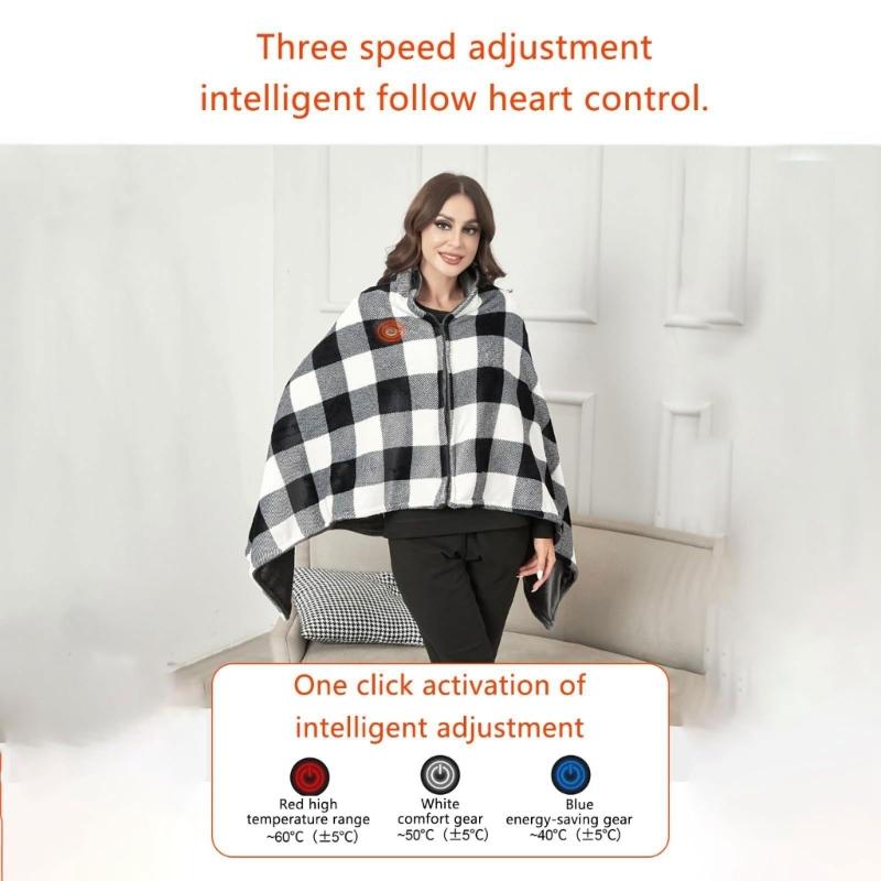 Travel Heated Scarf Wrap 3 Adjustable Heat Levels USB Powered Polyester Shawl Fast Heating For Indoor Outdoor Use