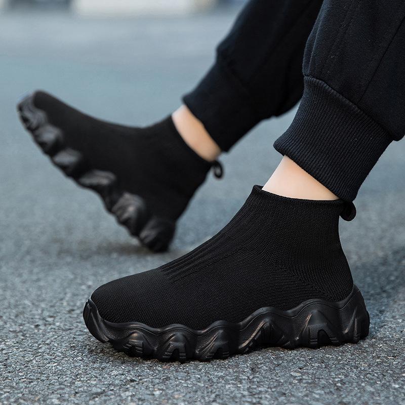 Children'S Fly-Knitted Socks Shoes One Pedal Medium And Older Children'S Elastic Knitted Shoes Boys And Girls Sports