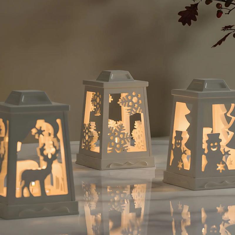 DIY Christmas Candle Holder Epoxy Silicone Mold Fawn Snowflake Lantern Candle Base Ornaments Mold For Plaster Aromatherapy