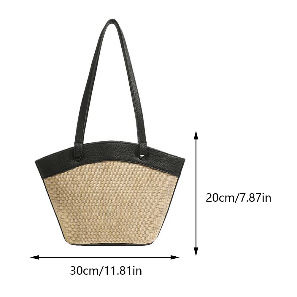 Women Straw Woven Tote Bag Weaving Shoulder Bag Large Capacity Summer Braided Beach Bags Patchwork Vintage for Party Vacation