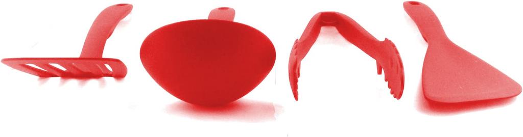 Nagao Kitchen Utensil Set and Made in Japan Tsubame-Sanjo (4 Pieces) Spatula, Ladle, Tongs, Spatula, Red,