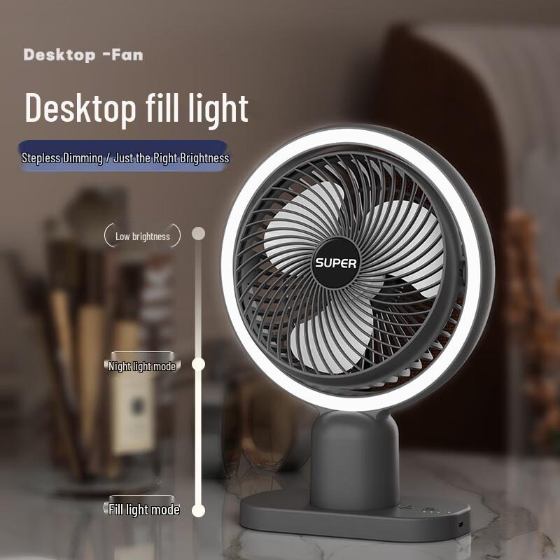 OEING Portable USB Desk Fan with Night Light & Fill Light