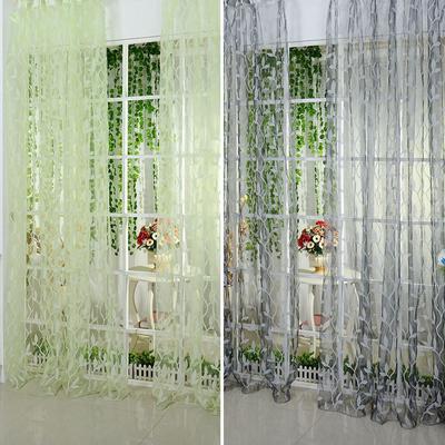 95x200cm Elegante Moderne Tüllvorhänge für Wohnzimmer Schlafzimmer Küche Grünes Blatt Transparente Vorhänge für Fenster Tüllvorhänge Drap