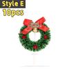 10pcs Christmas Cake Picks Cake Toppers with Bow Holiday Cupcake Toppers Wreath for Holiday Christmas Cake Ornaments Decorations
