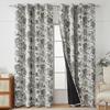 Full Blackout Curtain With Eco-Friendly Coating Floral Geometric Patterns Grommet Top Living Room Bedroom