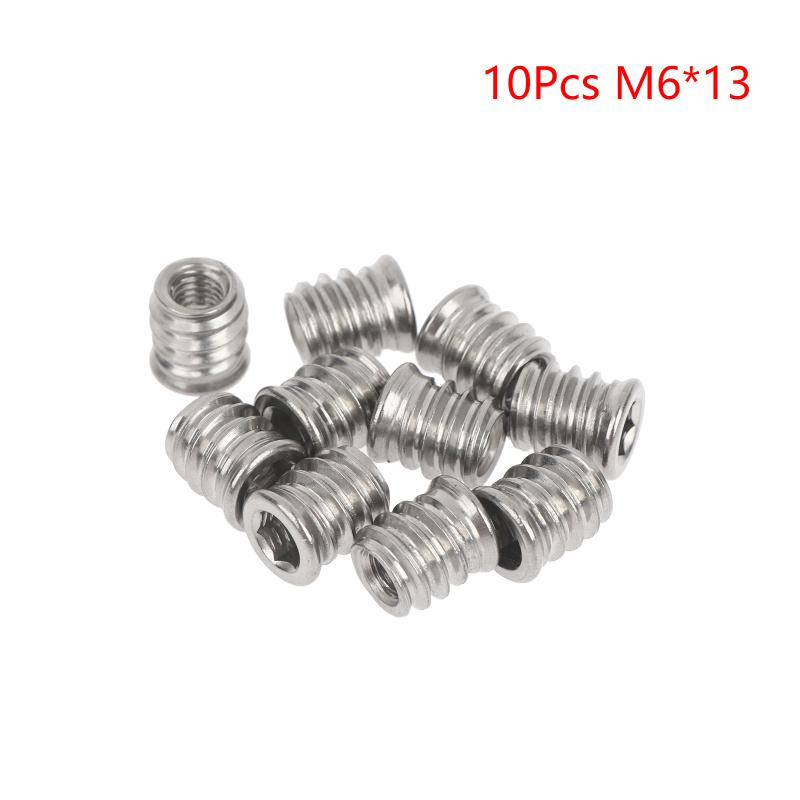 Hex Socket Insert Nuts 10pcs Threaded Embedded Fasteners Heavy Duty Hardware for Woodworking Cabinet Furniture Installation