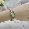 Ladies Bracelet Watch Faux Pearl Oval Dial Watch Women Vintage Quartz Wristwatch Elegant Dress Watch for Party Date