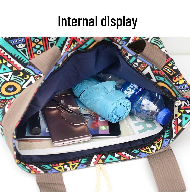 Ethnic Style Women's Large Capacity Canvas Tote Bag