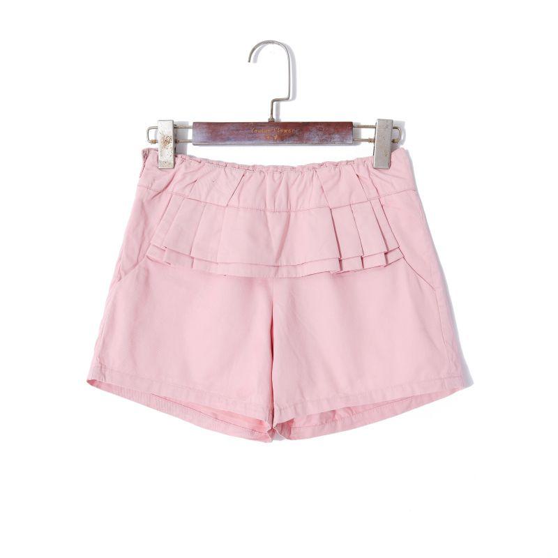 

Younger Korean Style Minimalist Wooden Ear Mid-Waist Slim Fit Shorts Pink 28#