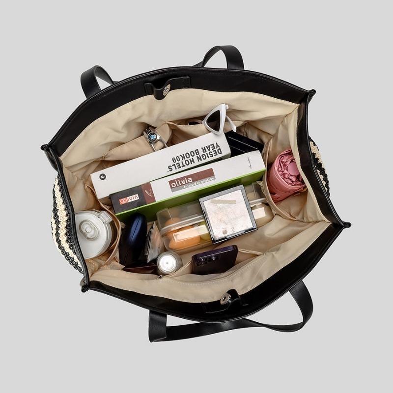 Sommer Große Kapazität Handgewebte Strohtasche Gestreift Seaside Urlaub Wind Strandtasche Mode Schultertasche