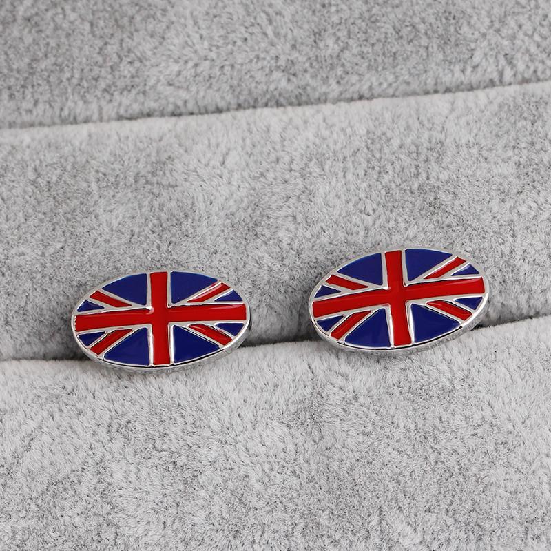 Lustige Union Jack Ovale Manschettenknöpfe Blau Rot Emaille Ärmelknopf Gemelos Für Englischen Gentleman