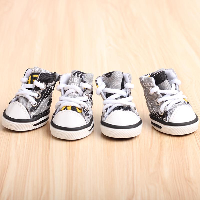 

4 шт./компл. обувь для собак, четырехсезонные спортивные парусиновые мячи, Тедди Бишон, теплая мягкая подошва для маленьких собак 1