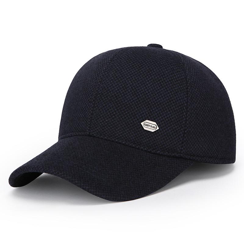 Men'S Hats Winter Middle-Aged And Elderly Baseball Caps Keep Warm Dad, Grandpa, Old Man, Ear Protectors, Peaked Caps Thickened Woolen Caps