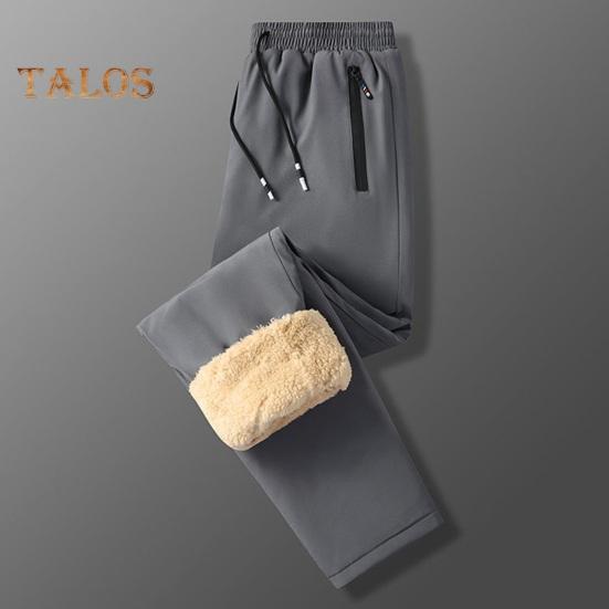 Zimní Pánské Kalhoty Silný fleece Stahovací šňůrka Elastický pas Zadržování tepla Kapsy na zip Jednobarevné Teplé Sportovní Cestování Pracovní kalhoty