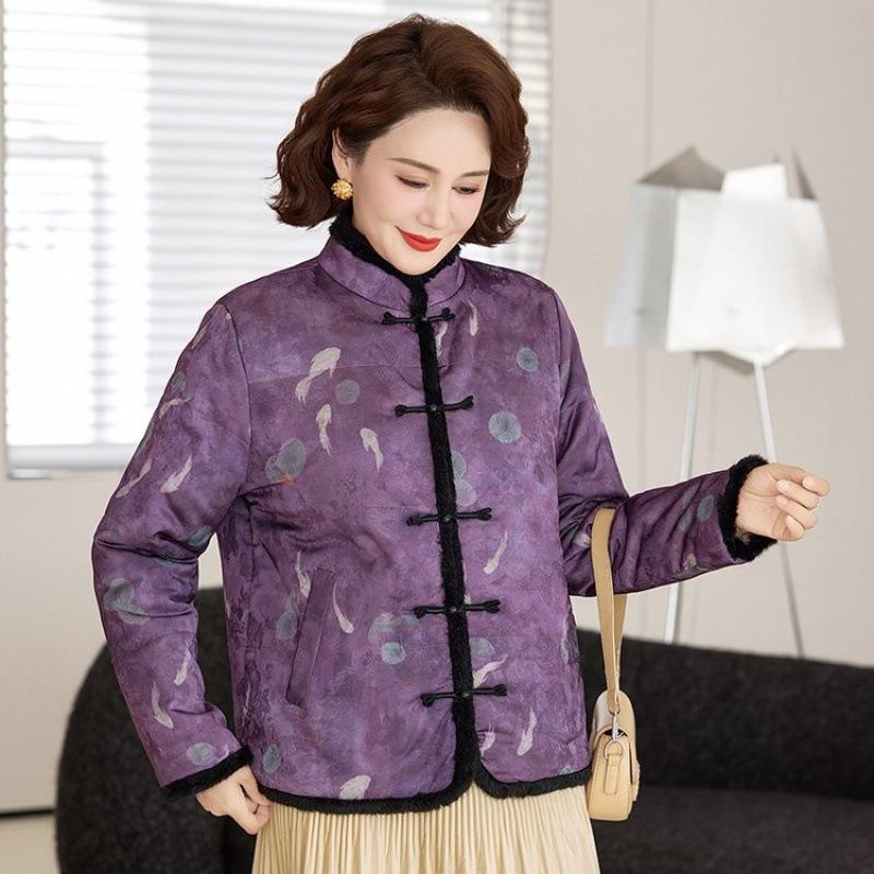 Jacquard handmade buckle cotton-padded clothes, winter new temperament cotton-padded clothes, thin cotton-padded jacket tops