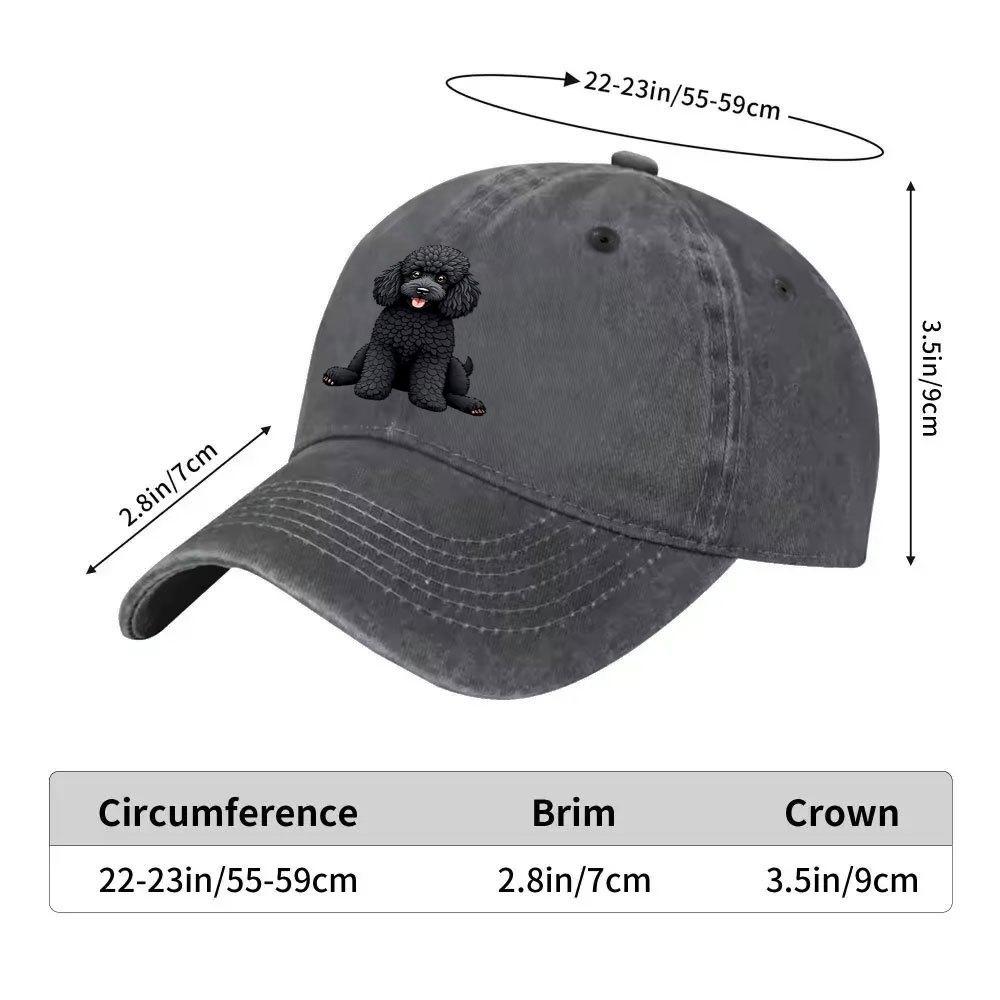Poodle Baseball Cap Washed Denim Adjustable Hat Vintage Poodle Emblem Casual Outdoor Cap