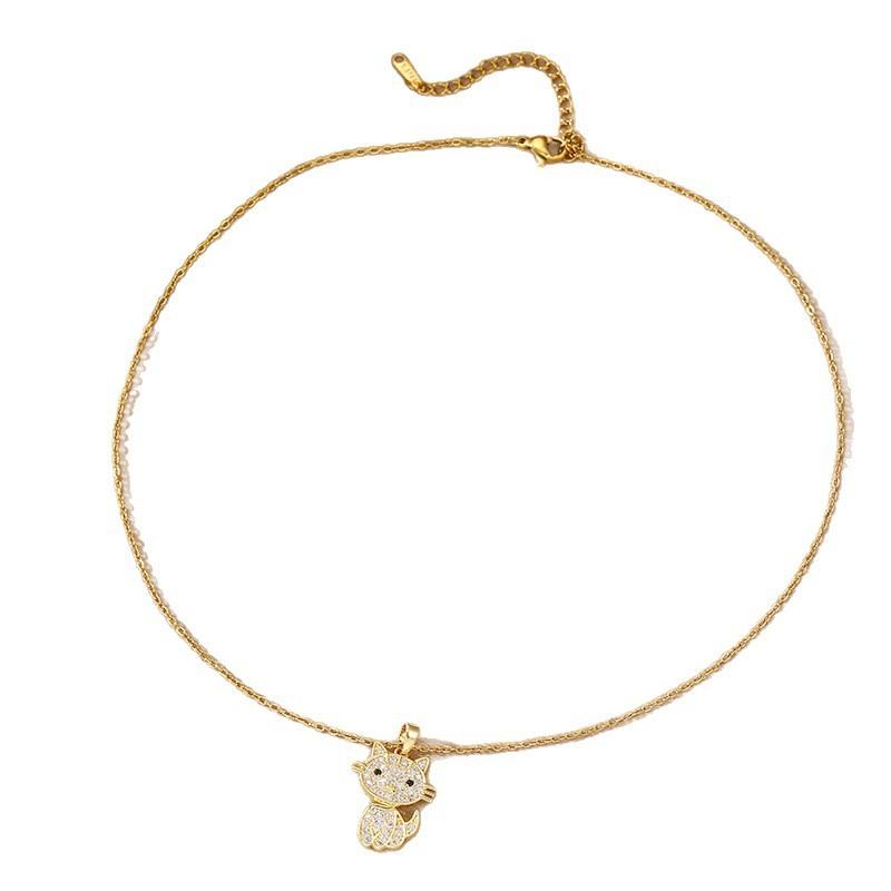 Floral Animal Zircon Necklace For Women With Stainless Steel Chain Elegant Jewelry Gift