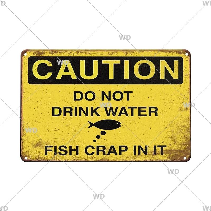 CautionCharm Vintage Metal Plaque - Warn Slogan Design - Great for Door, Factory & Home Wall Decor - Retro Caution Sign Poster