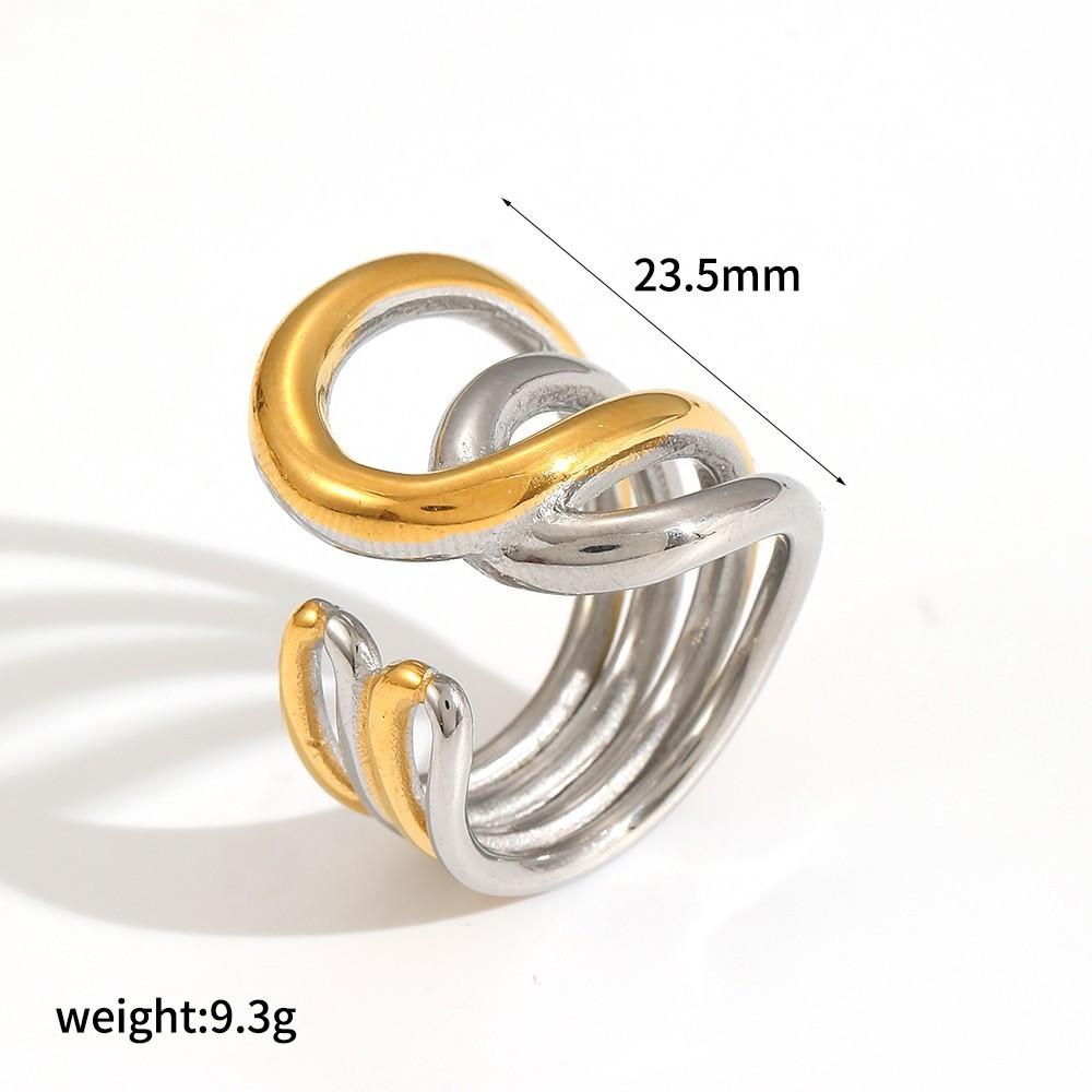 Stainless Steel Geometric Ring Collection With True Gold Finish For Trendy Ladies