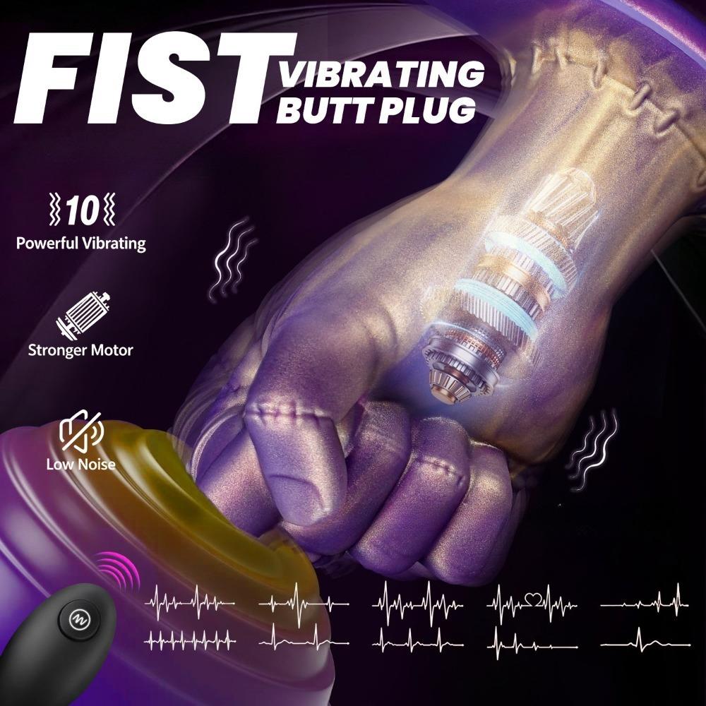 Alien Oversized Vibrating Anal Plug - Fist Shape Remote Control Silicone Toy, Large Butt Plug for Men, BDSM AV Adult Sex Toy