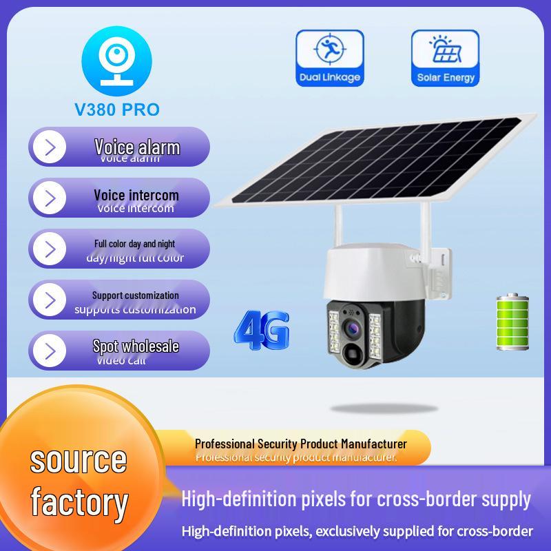 Private Model V380 Solar-Powered 4G WiFi Camera with Night Vision and HD Remote Monitoring