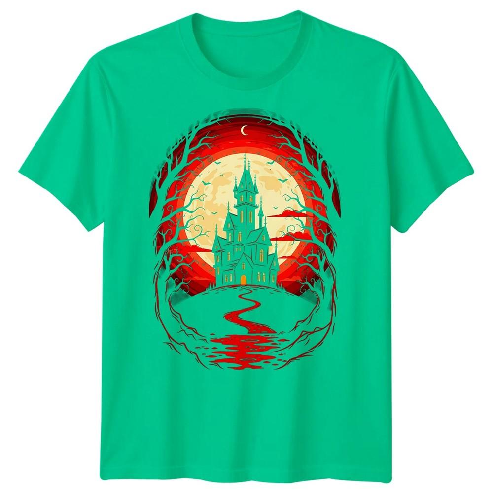 Haunted Castle Gothic Horror Halloween Unisexs TShirt Spooky Design S