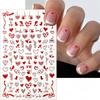 Valentine's Day Nail Art Stickers 3D Adhesive Red Heart Nail Decals Nail Supplies Nail Art Design Decoration Accessories