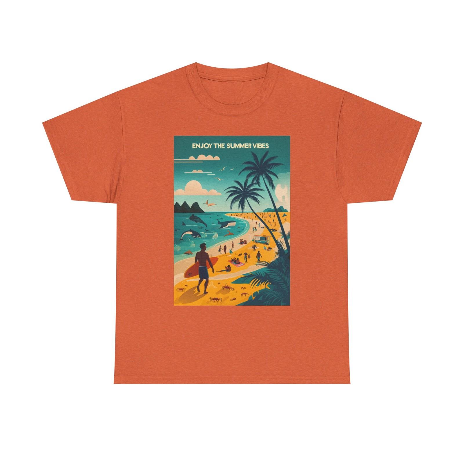 Summer Vacation Vibes Unisex Tee | Beach Graphic Shirt, Relaxed Fit Ocean Lovers L