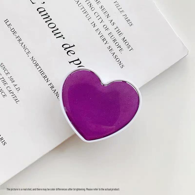 Airbag Heart-Shaped Retractable Phone Holder - Creative Solid Color Gift with Logo
