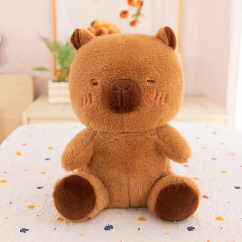 Smiling Red Sweater Capybara Plush Toy Soft Stuffed Animal Girls Gift Doll Kids