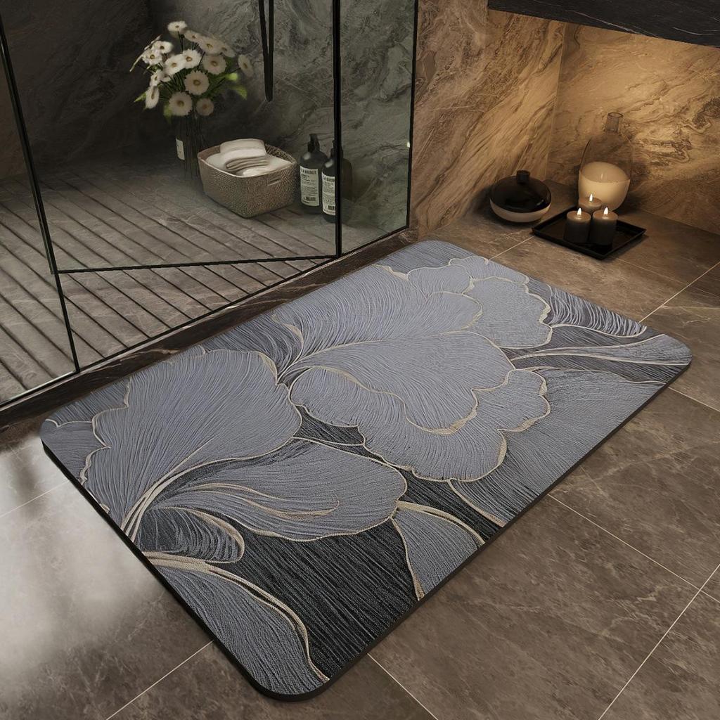 Minimalist Quick-Dry Absorbent Diatomaceous Earth Bathroom Floor Mat - Non-Slip, Wear-Resistant Foot Pad for Toilet Entrance