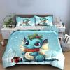 Cute Dragon with Gift Design Bedding Duvet Cover Set  (1*Duvet Cover 2*Pillowcases, without duvet insert)