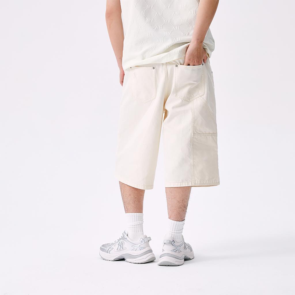 New MLB MONOGRAM Collection New York Yankees SS25 Denim Shorts Men's White 3LDPM0253-50CRD