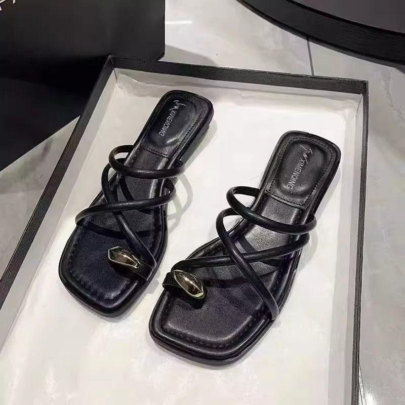 Fashion versatile sandals women's summer new cover toes low heels beach wear sandals women's models