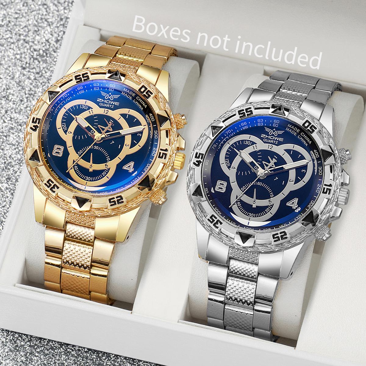 

2 ШТ./Компл. Модные мужские деловые часы Роскошные часы с большим циферблатом Кварцевые часы для мужских часов Reloj Hombre