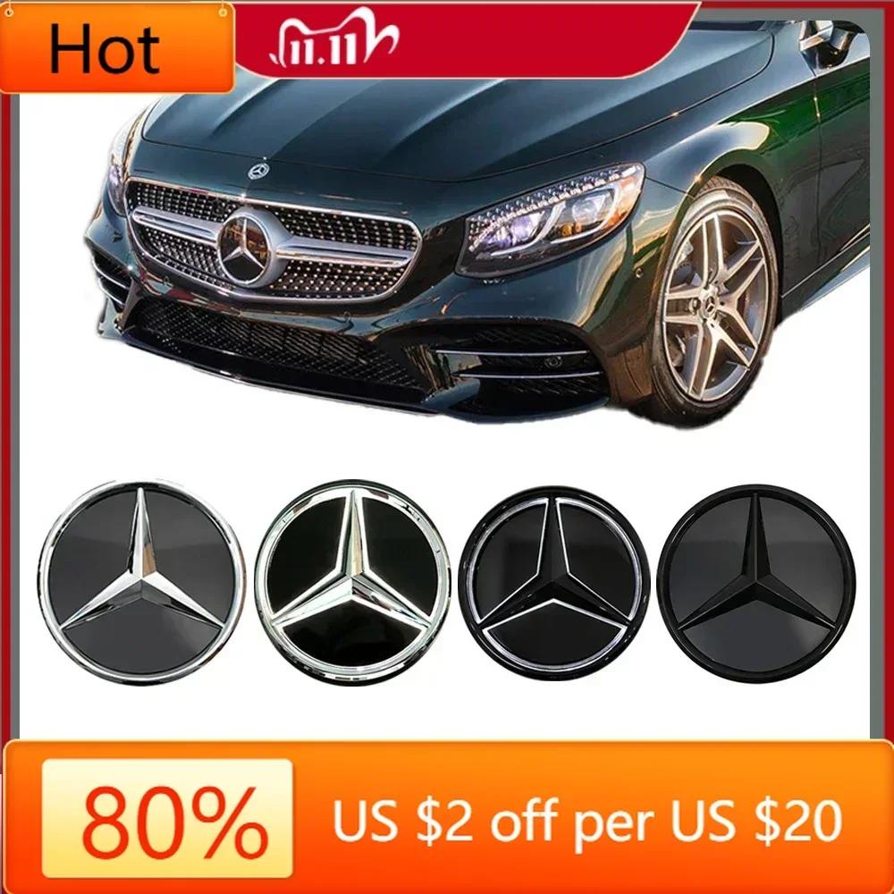 Car Sticker 2025 Hot For Mercedes Benz Chrome Silver And Glossy Black  Car Front Grilled Star Emblem Illuminated Logo For Merced