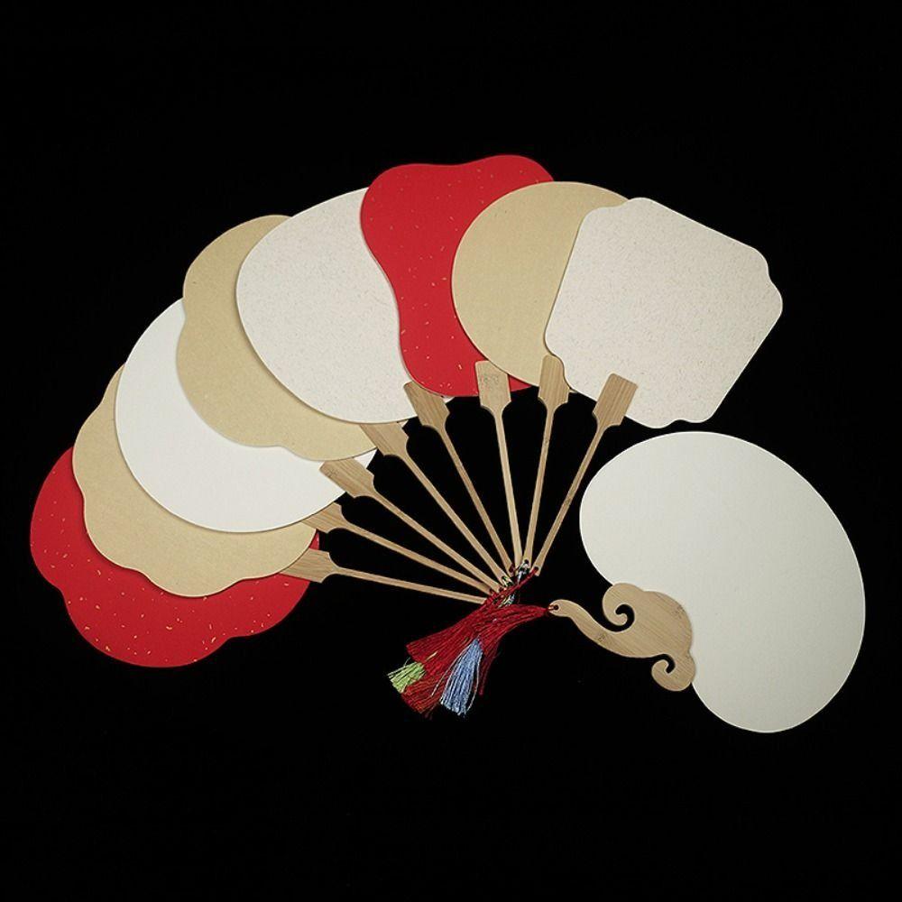 Round Mini Graffiti Fans Xuan Paper Paper Hand Fan Art Hand Fans Blank Painting Fans  Wedding Party