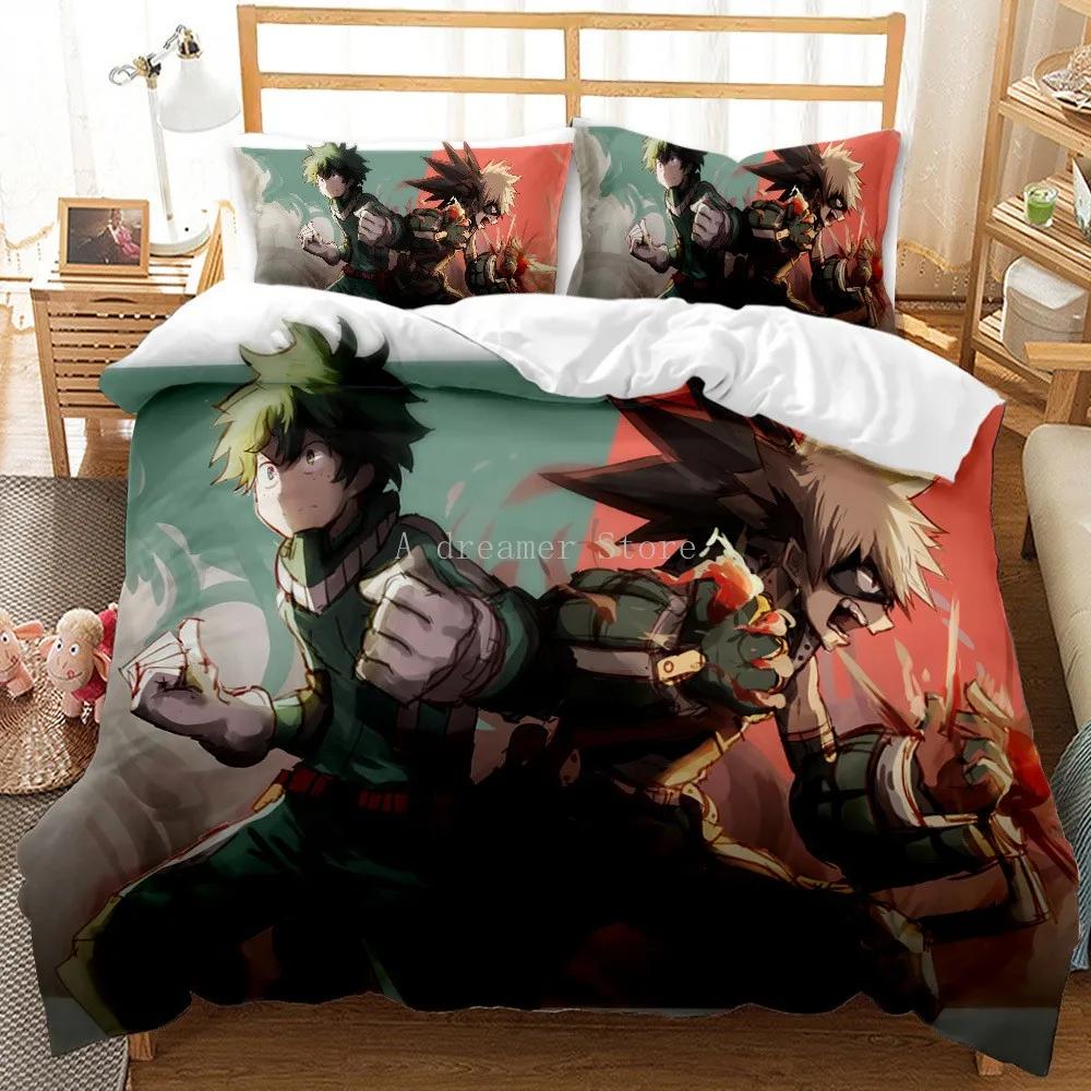 Japan Anime My Hero Academia Tištěné ložní prádlo Kreslené Povlaky na přikrývky Polštáře Přikrývka Sada ložního prádla Ložní prádlo Ložní prádlo