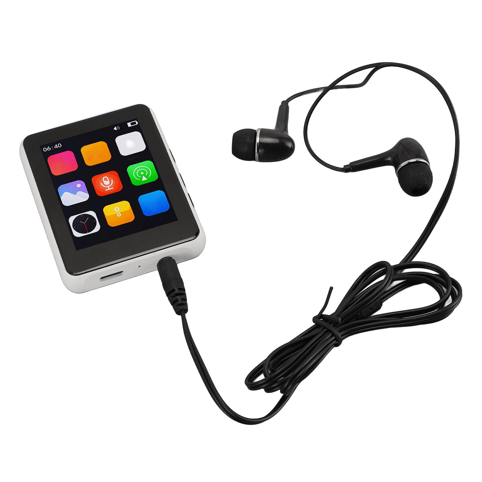 

MP3-плеєр 2,4-дюймовий повноцінний сенсорний екран Bluetooth 5.0 Hi-Fi звук FM-радіо Диктофон 128 ГБ білий