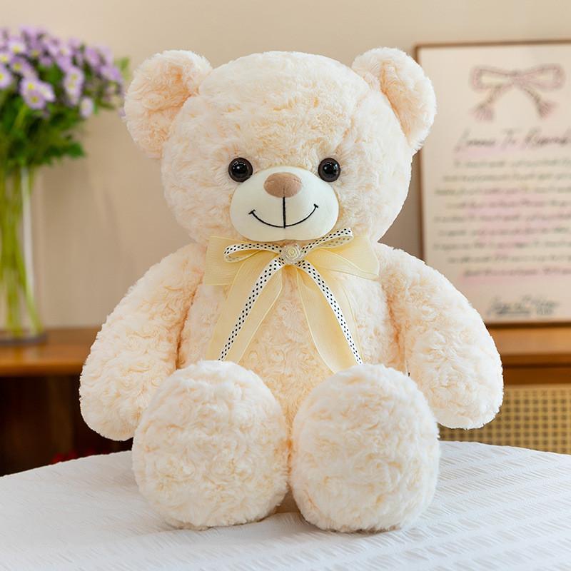 Muñeco de Peluche Oso con Cinta de Rosa Romántica Relleno de Algodón PP Para Regalo y Coleccionistas