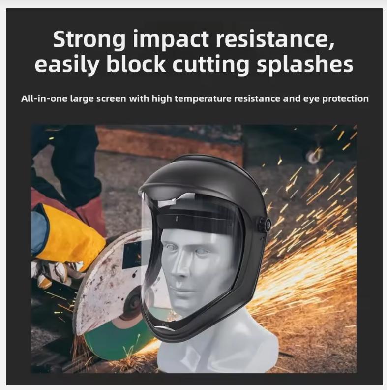 Full Face Protective Safe Mask, Anti Fog, Anti Impact, Anti Splash, Head Mounted Transparent Dust-proof and Oil Fume Proof Mask