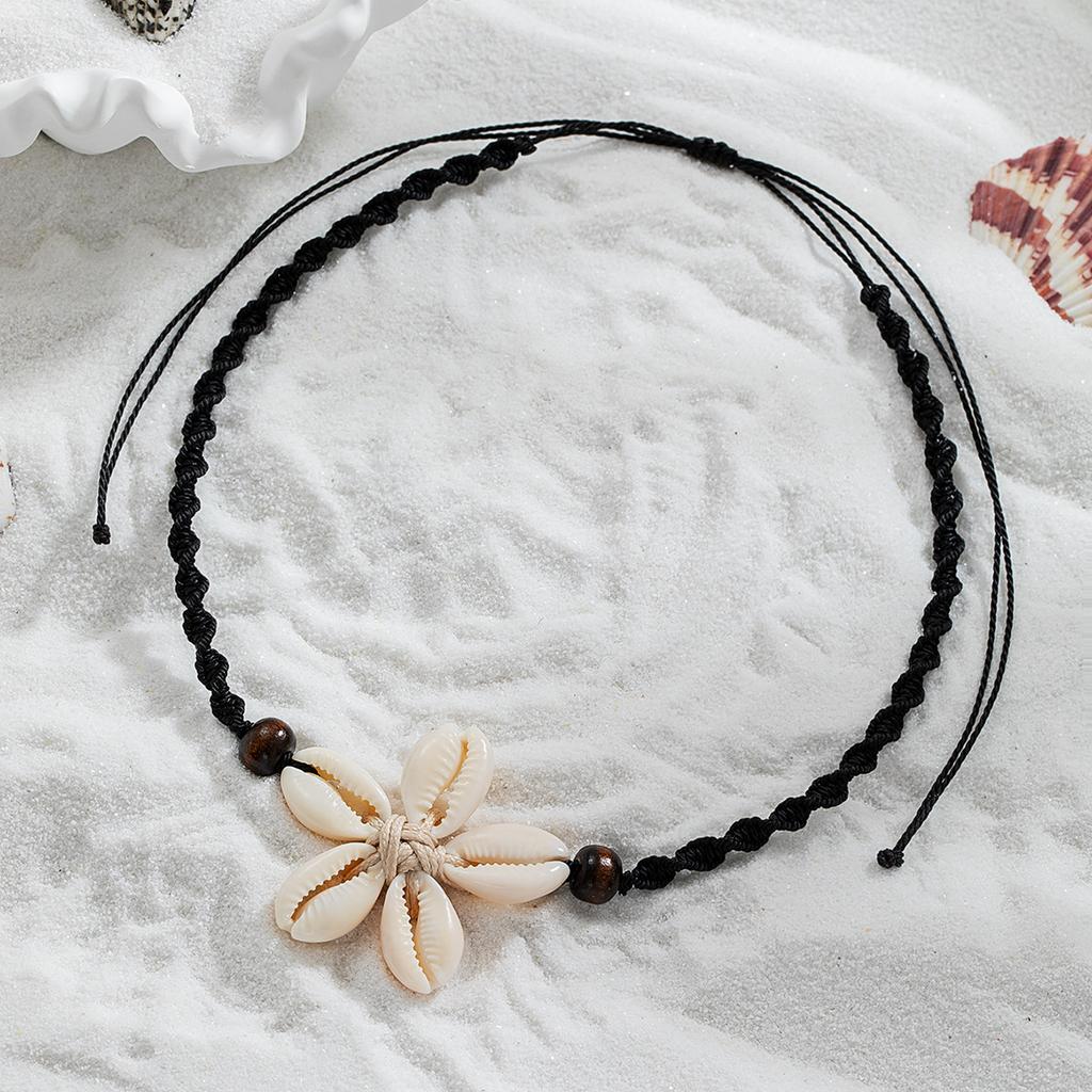 Bohemisk Stil Geometriskt Vävda Skal Chokerhalsband Justerbar Nyckelbenskedja Kort Halsband för Strandfest
