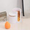 Cotton Swabs Storage Box Dustproof Makeup Round Pad Holder Clear Desktop Organizer for Vanity Bathroom Countertop