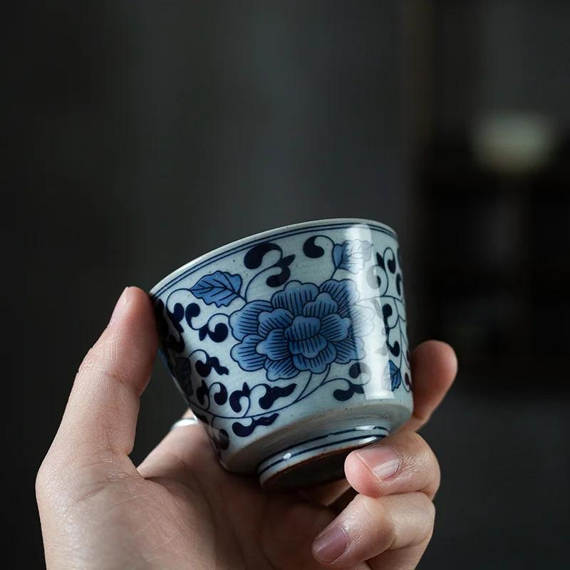 Jingdezhen Blue and White Porcelain Tea Cup Porcelain KungFu Teacup Fragrance-Smelling Cup Single Bowl Master Cup Bowls