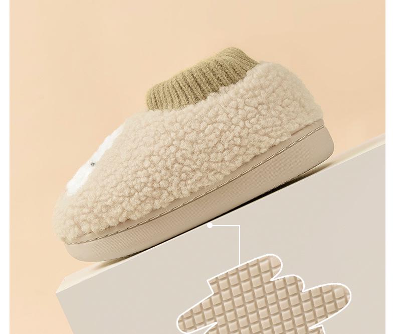 Nidoran 2025 Winter Kids' Non-Slip Cotton Slippers with Drawstring Back Heel - Warm Indoor Baby Shoes